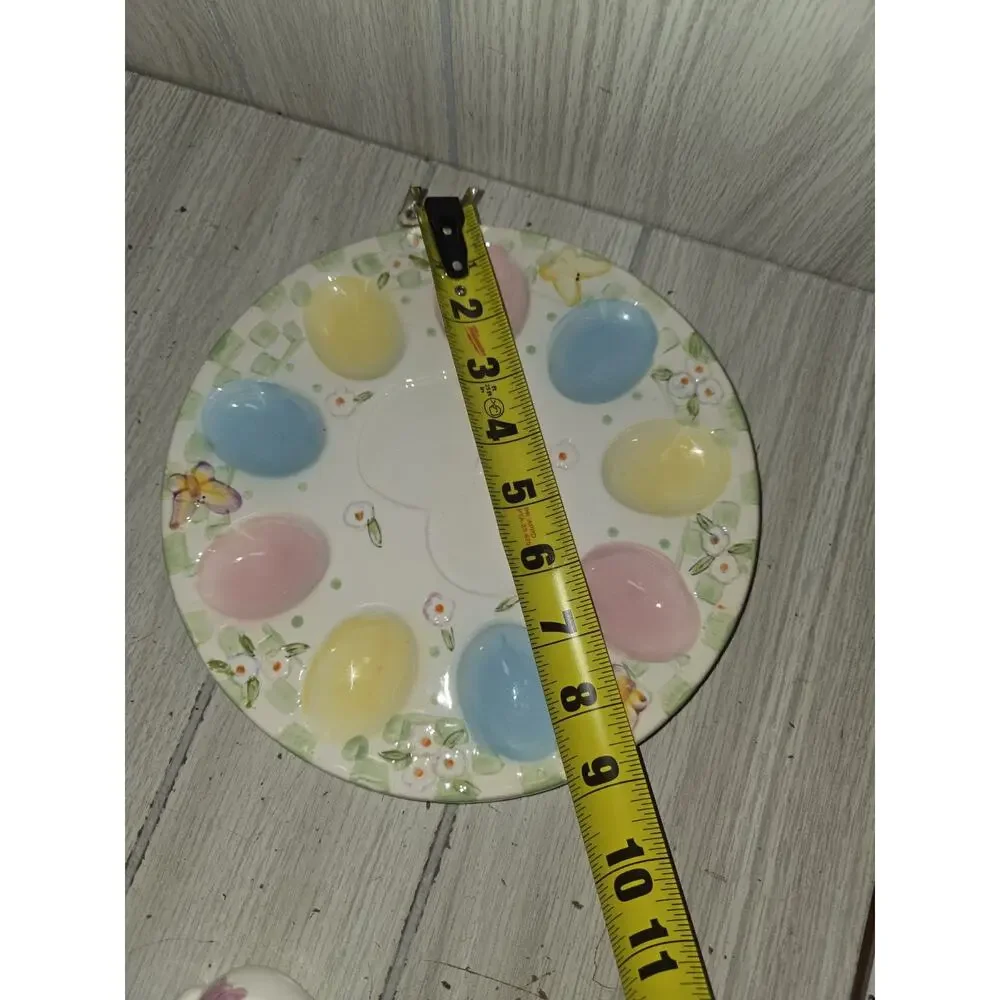 Vtg Easter Egg Plate Bunny Salt n Pepper Shakers Deviled Egg Plate Egg Display